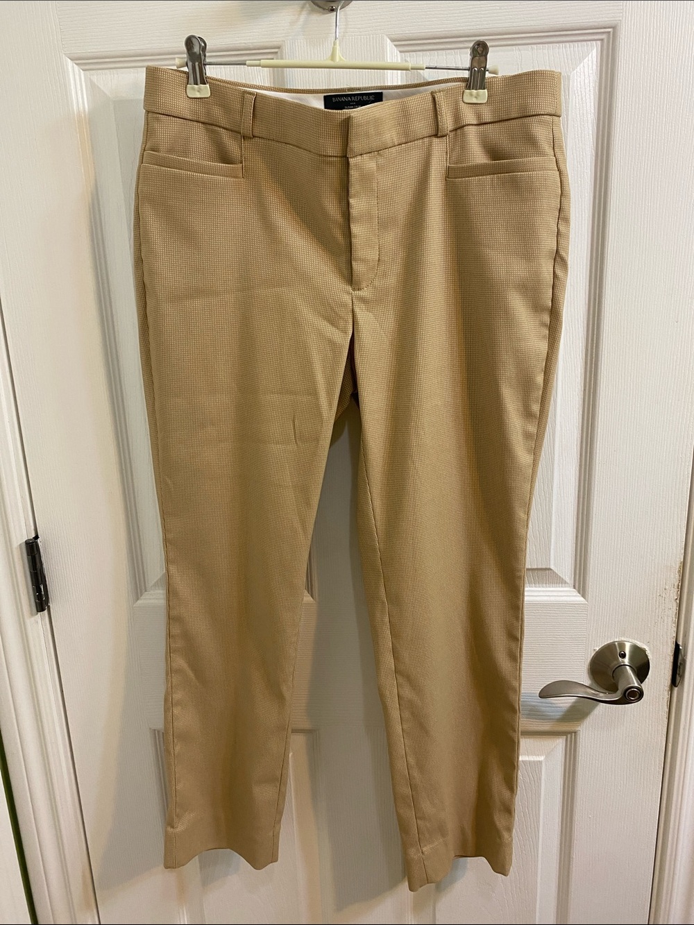 Banana Republic Tan Mini Tweed Sloan crop Pants Trousers Women’s Size 8 Fall